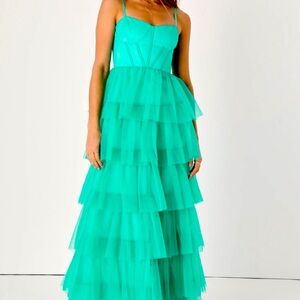 Lulus Size Medium Teal tiered dress maxi